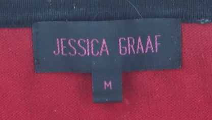 Jessica Graaf Womens Red Cotton Cardigan M Regular V-Neck Striped