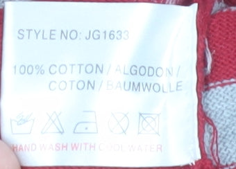 Jessica Graaf Womens Red Cotton Cardigan M Regular V-Neck Striped