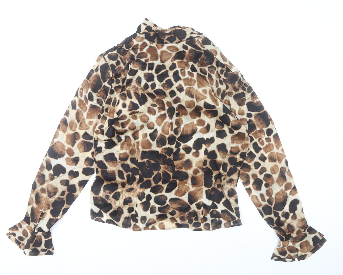Liz Claiborne Womens Brown Animal Print Silk Blouse UK 10