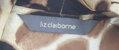 Liz Claiborne Womens Brown Animal Print Silk Blouse UK 10