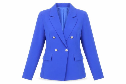 Boohoo Women Blue Blazer UK 10 Regular Fit Mid-Length Work Jacket