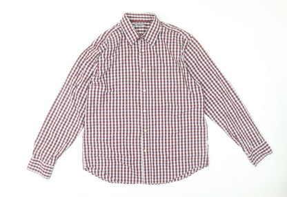 Gap Mens Red Check Classic Fit Long Sleeve Cotton Shirt L