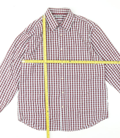 Gap Mens Red Check Classic Fit Long Sleeve Cotton Shirt L
