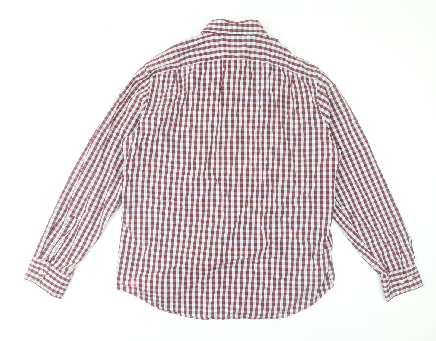 Gap Mens Red Check Classic Fit Long Sleeve Cotton Shirt L
