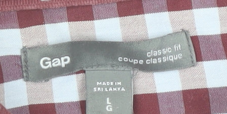 Gap Mens Red Check Classic Fit Long Sleeve Cotton Shirt L