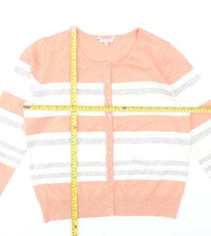 Miso Essentials Womens XL Orange White Grey Striped Cardigan