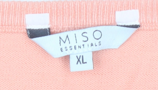 Miso Essentials Womens XL Orange White Grey Striped Cardigan