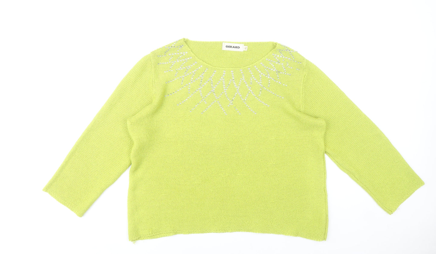 Gerard Women’s Yellow XL Pullover Jumper Beaded Round Neck