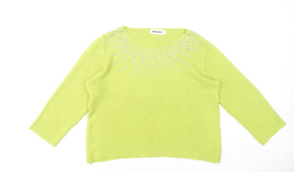Gerard Women’s Yellow XL Pullover Jumper Beaded Round Neck