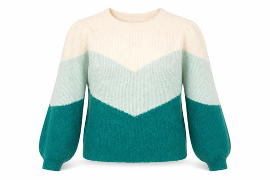 Vero Moda Womens L Beige Green Colour Block Knit Pullover Jumper