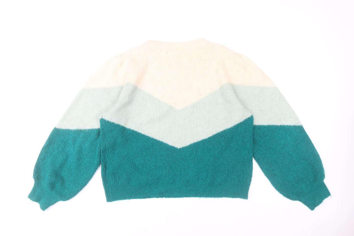 Vero Moda Womens L Beige Green Colour Block Knit Pullover Jumper