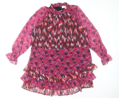 Savida Women’s Multicoloured Shift Dress Size 18 Ruffle Detail