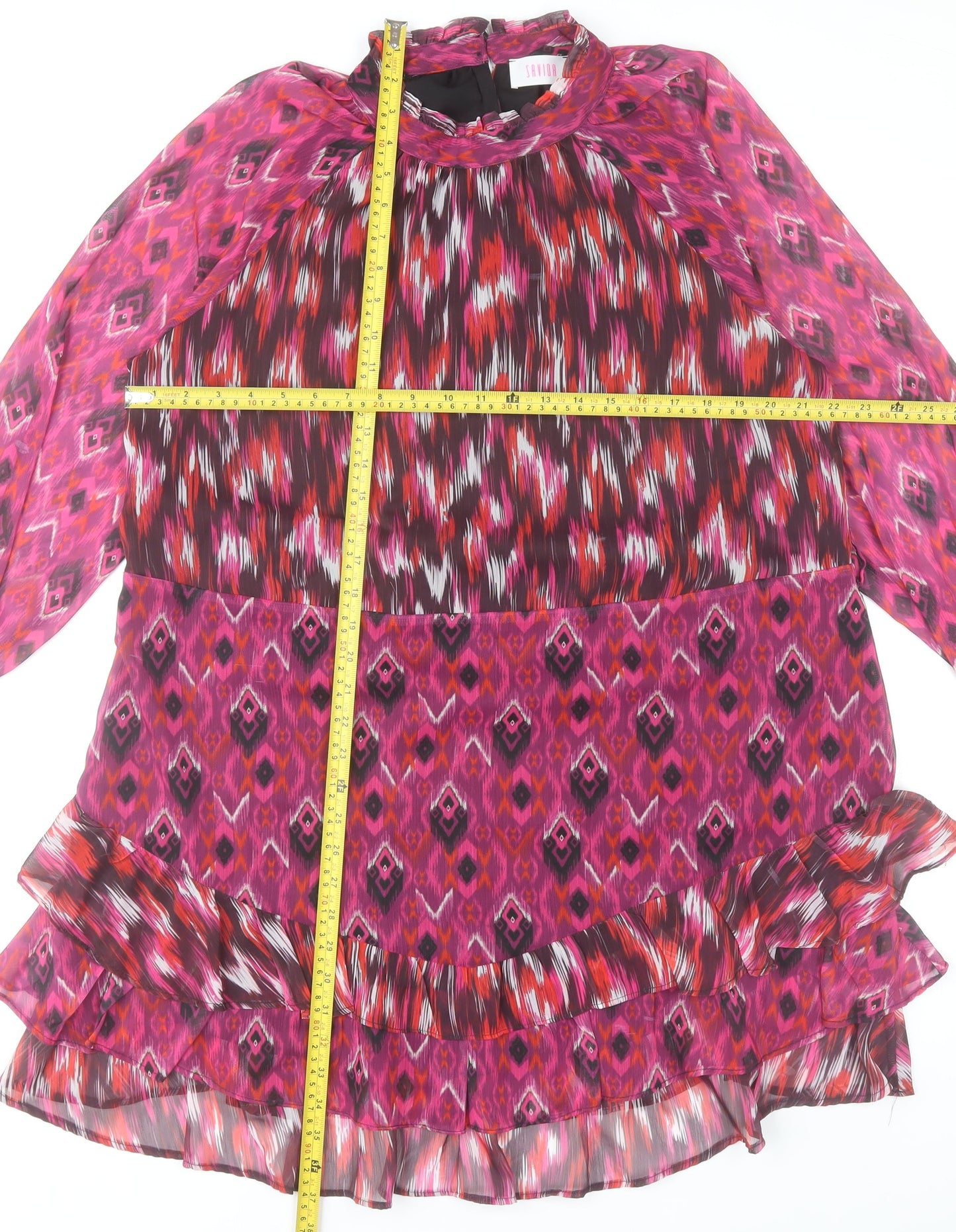 Savida Women’s Multicoloured Shift Dress Size 18 Ruffle Detail