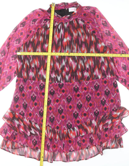 Savida Women’s Multicoloured Shift Dress Size 18 Ruffle Detail