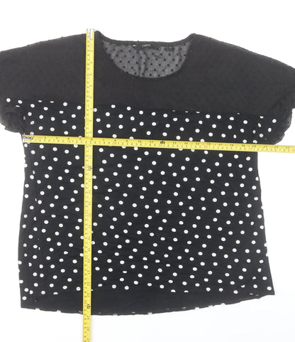 Next Women’s Black Polka Dot Blouse UK 14 Short Sleeve Tunic