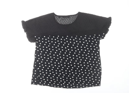 Next Women’s Black Polka Dot Blouse UK 14 Short Sleeve Tunic