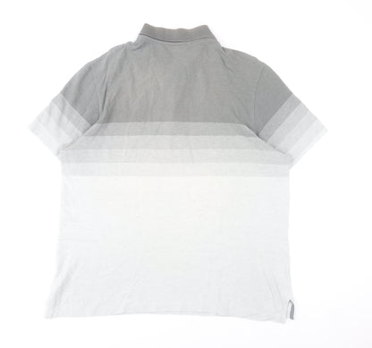 Adidas Mens Grey XL Striped Cotton Polo Shirt Casual Sportswear