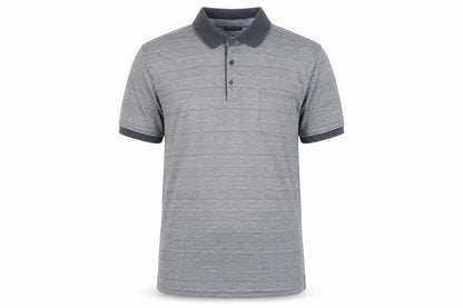 Pre End Men’s Grey Striped Polo Shirt Size L Cotton Blend