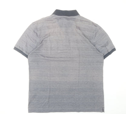 Pre End Men’s Grey Striped Polo Shirt Size L Cotton Blend