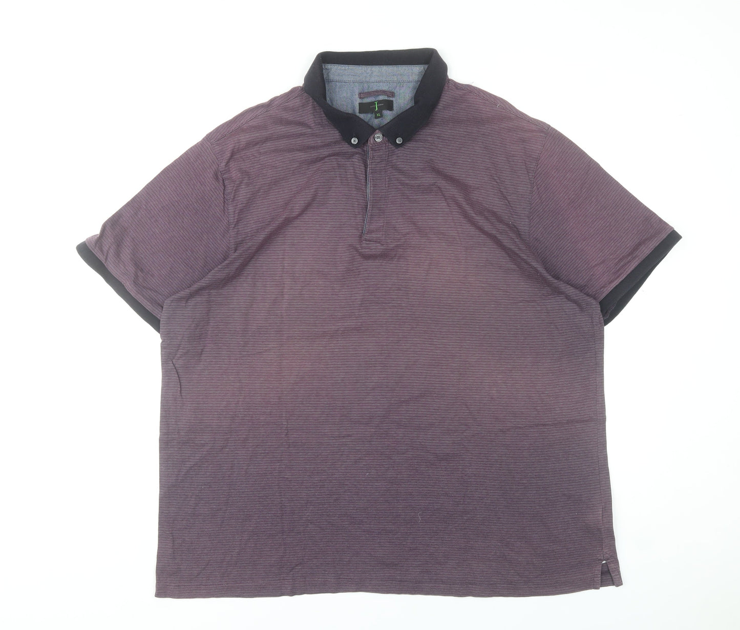 Jasper Conran Men’s Purple Striped Polo Shirt XL Cotton Casual