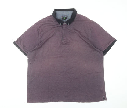 Jasper Conran Men’s Purple Striped Polo Shirt XL Cotton Casual