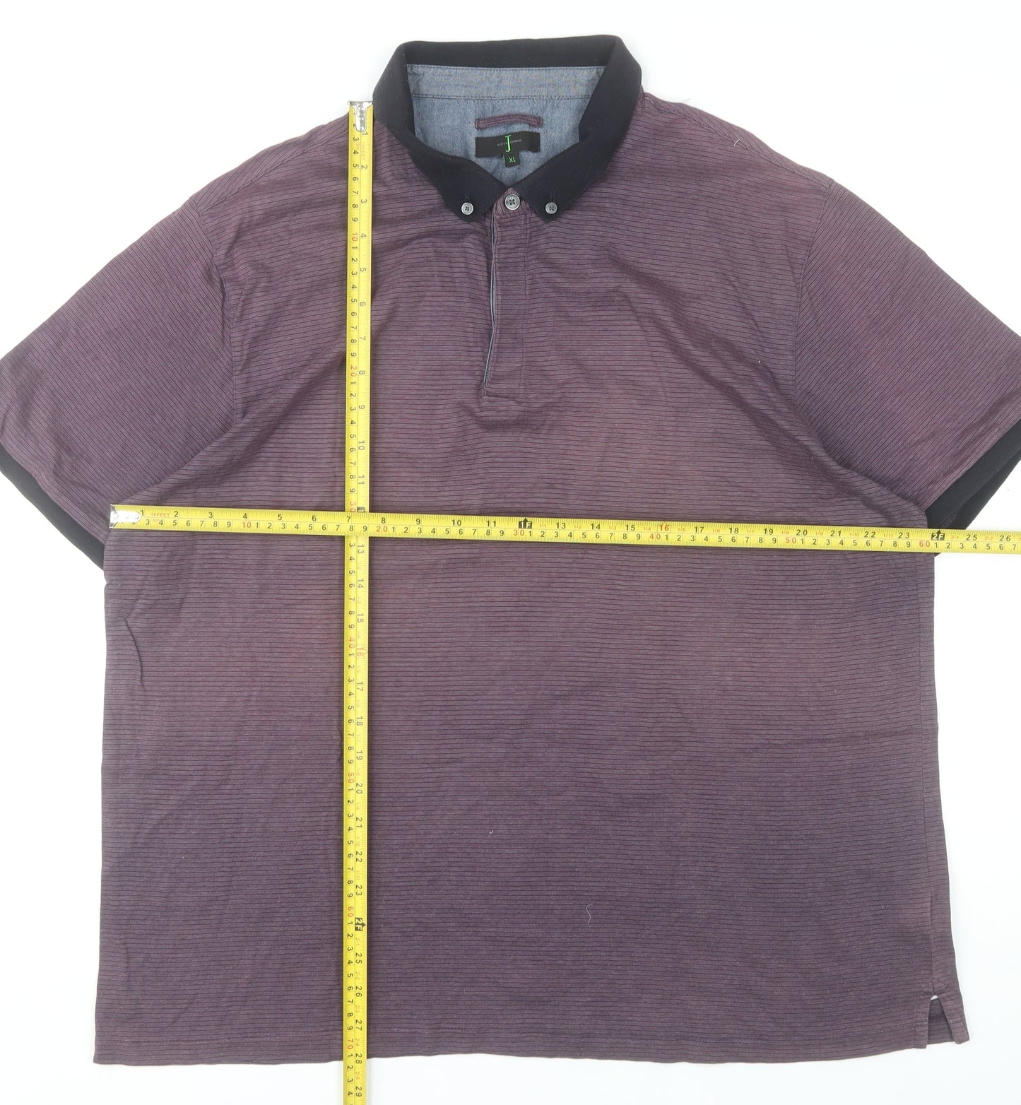 Jasper Conran Men’s Purple Striped Polo Shirt XL Cotton Casual