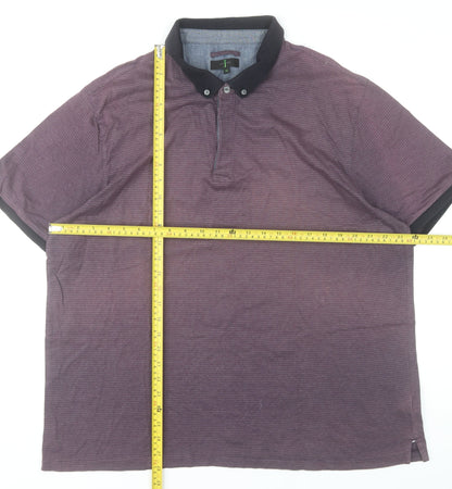 Jasper Conran Men’s Purple Striped Polo Shirt XL Cotton Casual