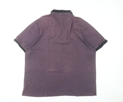 Jasper Conran Men’s Purple Striped Polo Shirt XL Cotton Casual