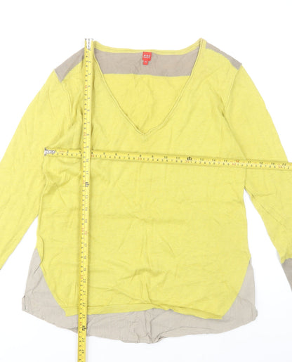 Miss Captain Womens Yellow Cotton V-Neck Pullover Jumper Size 10