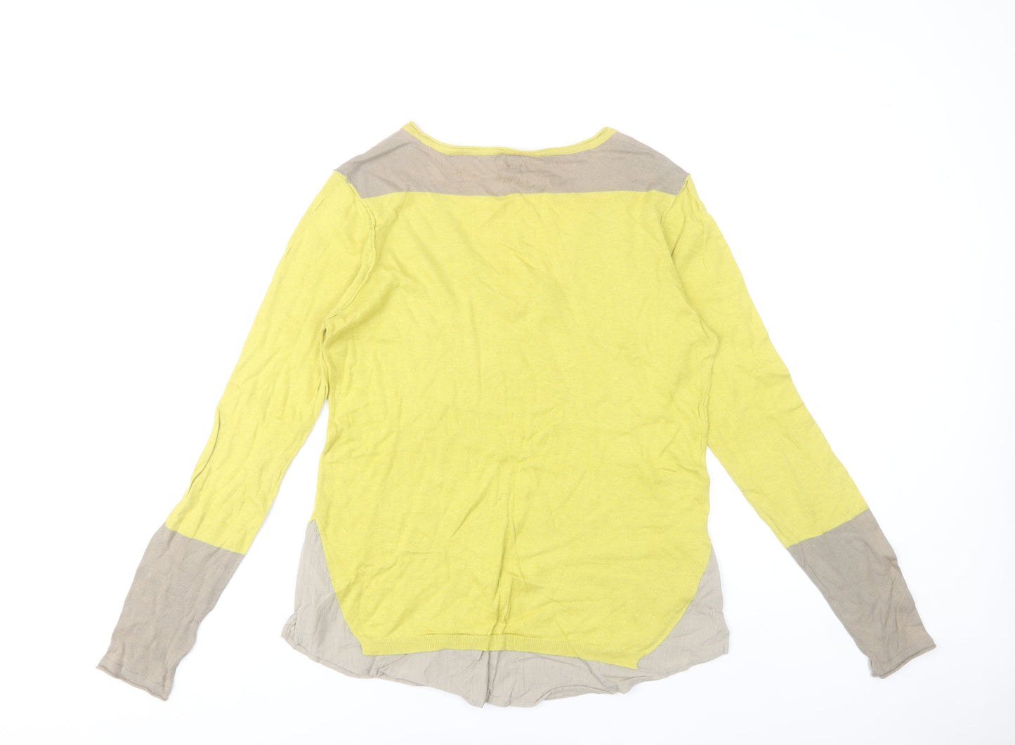 Miss Captain Womens Yellow Cotton V-Neck Pullover Jumper Size 10