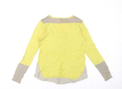 Miss Captain Womens Yellow Cotton V-Neck Pullover Jumper Size 10