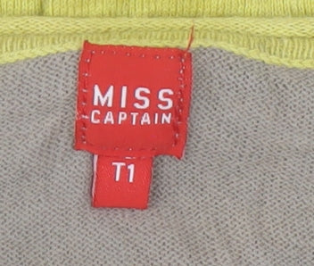 Miss Captain Womens Yellow Cotton V-Neck Pullover Jumper Size 10