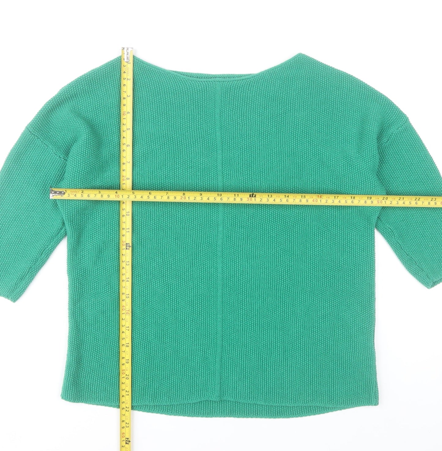 Reserved Womens Green Pullover Jumper Size S 3/4 Sleeve Cotton Blend
