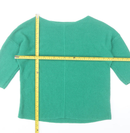 Reserved Womens Green Pullover Jumper Size S 3/4 Sleeve Cotton Blend