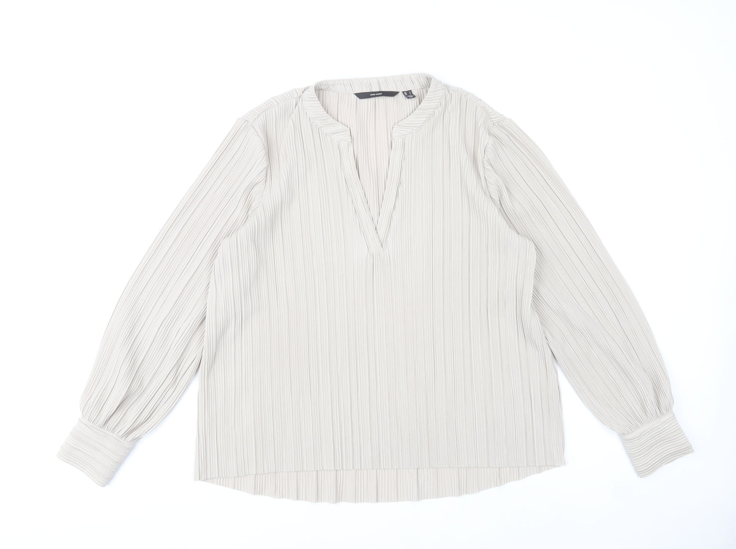Vero Moda Womens Beige Long Sleeve Tunic Blouse Size L