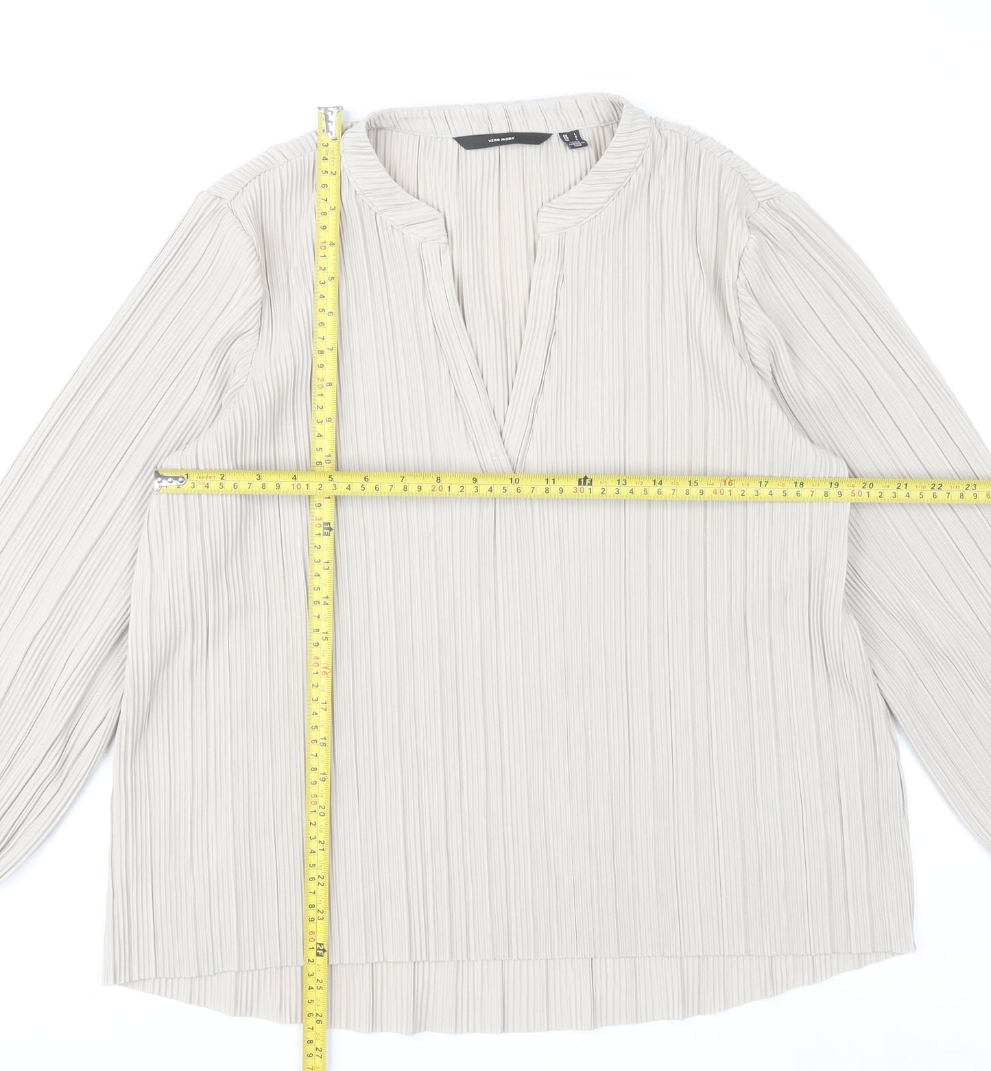 Vero Moda Womens Beige Long Sleeve Tunic Blouse Size L