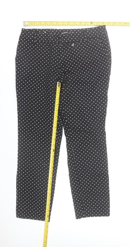 Stradivarius Women Black Polka Dot Slim Trousers Size 12