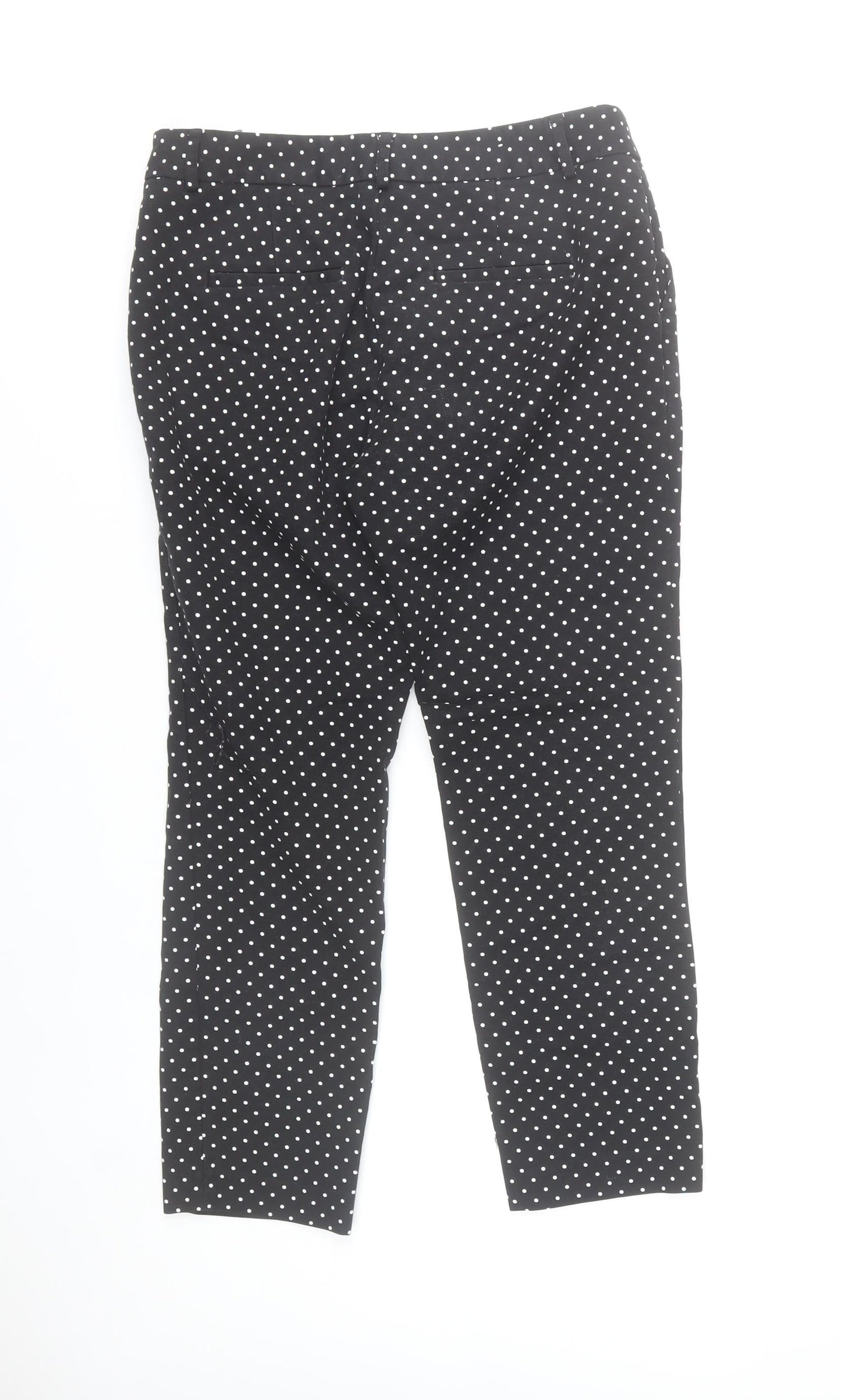 Stradivarius Women Black Polka Dot Slim Trousers Size 12