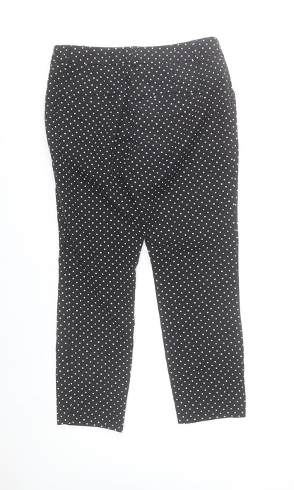 Stradivarius Women Black Polka Dot Slim Trousers Size 12