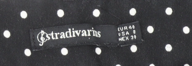 Stradivarius Women Black Polka Dot Slim Trousers Size 12