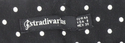 Stradivarius Women Black Polka Dot Slim Trousers Size 12