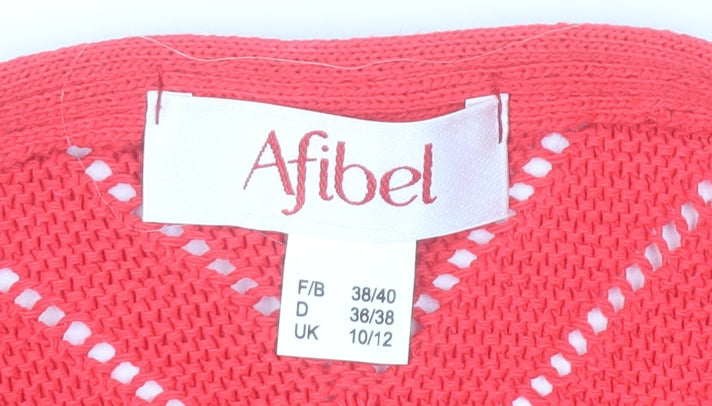 Afibel Women’s Red Knit Cardigan UK 10/12 Open Long Sleeve