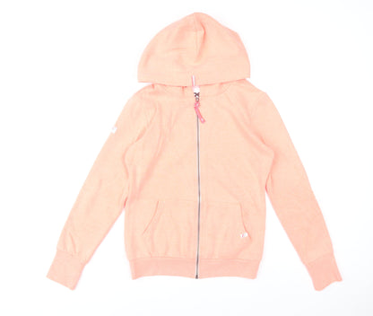 Superdry Womens Coral Pink Full Zip Hoodie XS UK 8 Cotton Blend