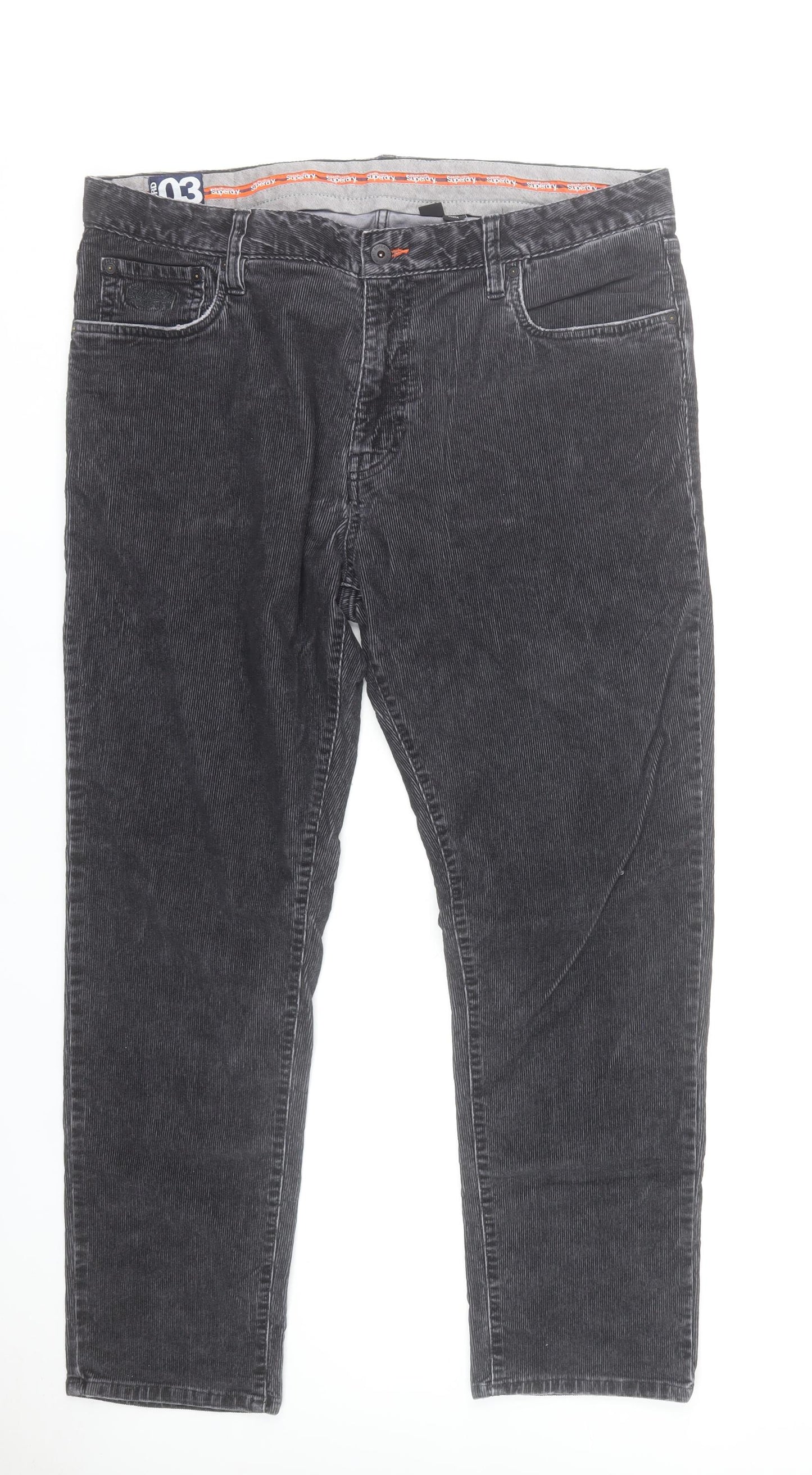 Superdry Men’s Grey Corduroy Chino Trousers 38W 30L Straight