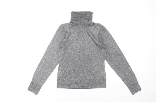 H&M Women’s Grey Slim Fit Roll Neck Knit Top Size S