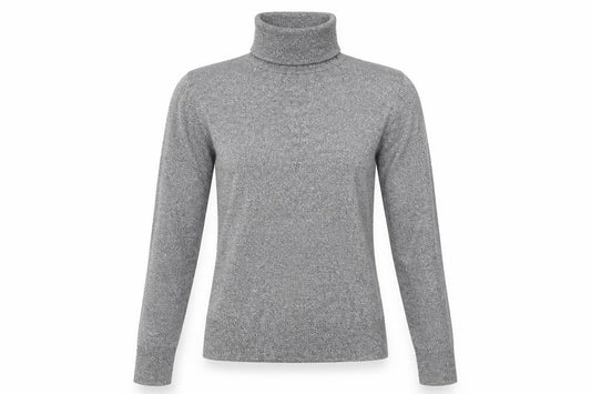 H&M Women’s Grey Slim Fit Roll Neck Knit Top Size S