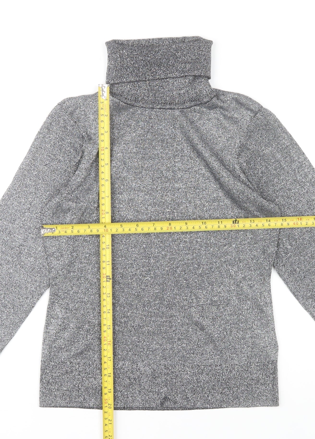 H&M Women’s Grey Slim Fit Roll Neck Knit Top Size S