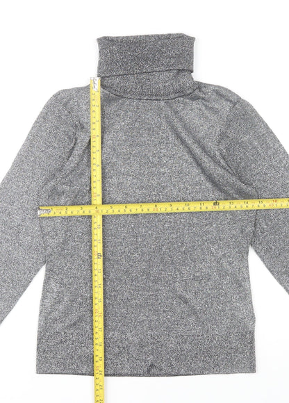 H&M Women’s Grey Slim Fit Roll Neck Knit Top Size S
