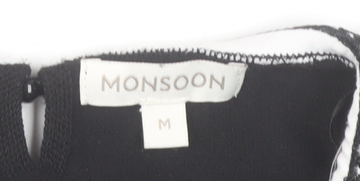 Monsoon Women’s Black Embroidered Pullover Jumper M 3/4 Sleeve