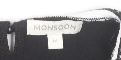 Monsoon Women’s Black Embroidered Pullover Jumper M 3/4 Sleeve